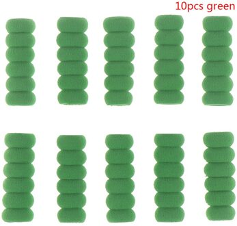 10Pcs Non Slip Schuim Pen Cap Niet Giftig Geribbelde Potlood Lichtgewicht Grips Milieuvriendelijke Hand Bescherming Handschrift groen