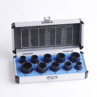 10PCS Nut Removal Tool Damaged Lug Nut Lock Remover Twist Socket Set Car Wheel Automotive Tools Nut Extractor Set