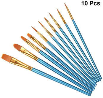 10pcs Nylon Paint Brushes Set Painting Brush Short Rod Oil Acrylic Brush Watercolor Pen High Quality Professional Art Supplies
