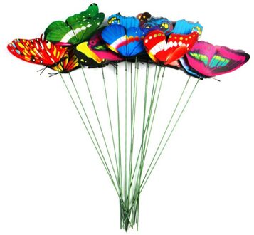 10Pcs Outdoor Decor Bloempotten Decoratie Bos Van Vlinders Tuin Yard Planter Kleurrijke Grillige Vlinder Stakes Decor
