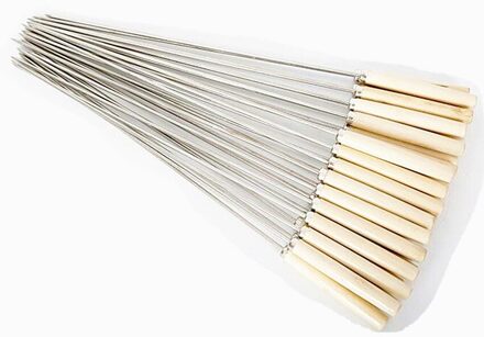 10Pcs Outdoor Picknick Rvs Bbq Barbecue Spies 34Cm Roast Stok Roestvrijstalen Naald Kebab Spies Machine