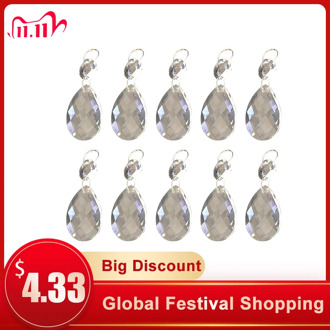 10Pcs/Pack Clear Art Glass Drops Chandelier Parts Pendant Light Lamp Hanging Prisms DIY Accessories Crystal Pendant Xmas Decor
