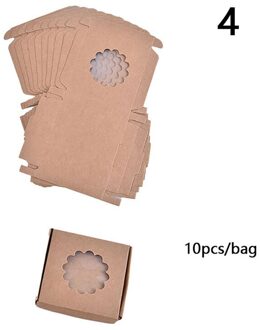 10Pcs Papier Bruiloft Gunst Geschenkdoos Kraftpapier Koekjes Snoep Windows Dozen Birthday Party Supply Accessoires Verpakking N4