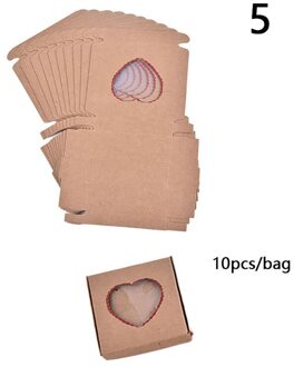 10Pcs Papier Bruiloft Gunst Geschenkdoos Kraftpapier Koekjes Snoep Windows Dozen Birthday Party Supply Accessoires Verpakking N5