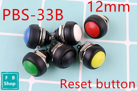 10Pcs PBS-33b Black/Red/Green/Yellow/Blue 12mm Waterproof Momentary Push button Switch