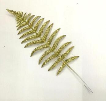 10Pcs Perzische Leaf Gold Glitter Kerst Blad Kunstmatige Bladeren Kerstversiering, 47*15 Cm Goud