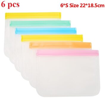 10Pcs Peva Silicone Voedsel Opbergtas Herbruikbare Vriezer Tas Lekvrij Top Zip Lock Tassen Keuken Organizer Vers Houden tas 6 stk