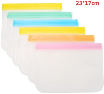 10Pcs Peva Silicone Voedsel Opbergtas Herbruikbare Vriezer Tas Lekvrij Top Zip Lock Tassen Keuken Organizer Vers Houden tas 6stk
