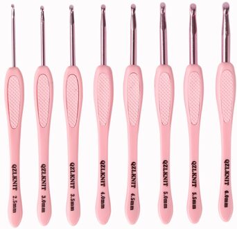 10Pcs Plastic Handvat Aluminium Haaknaalden Chunky Trui Breinaalden Set Naaien Gereedschap Stitch Weave Accessoires 8stk-roze 1