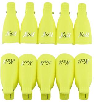 10Pcs Plastic Nail Art Losweken Cap Clips Uv Gel Polish Removplastic Nail Art Losweken Cap Clip Uv gel Polish Remover Wrap Gereedschap geel
