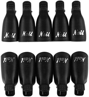 10Pcs Plastic Nail Art Losweken Cap Clips Uv Gel Polish Removplastic Nail Art Losweken Cap Clip Uv gel Polish Remover Wrap Gereedschap zwart