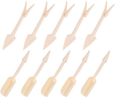 10Pcs Plastic Tuin Zaden Widger Zaailingen Transfer Tool Saw Rand Schop Graven Transplanteren Planten Gereedschap Thuis Bloempot licht geel