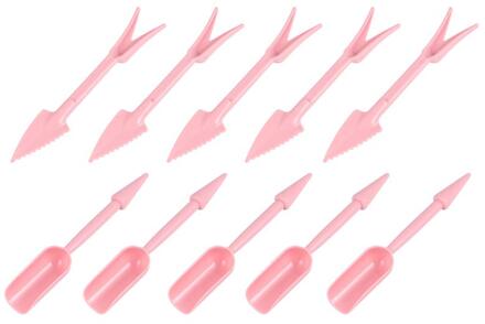 10Pcs Plastic Tuin Zaden Widger Zaailingen Transfer Tool Saw Rand Schop Graven Transplanteren Planten Gereedschap Thuis Bloempot roze