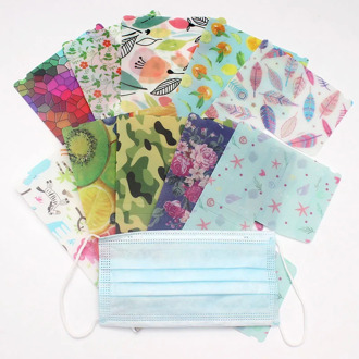 10pcs Portable Pattern Mouth Mask Storage Box Disposable Face Mask Storage Clip Container Mask Case Dust-proof Storage Organizer