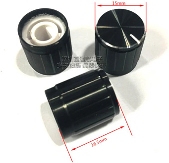 10pcs Potentiometer Cap 15mm*16.5mm Black Bright Edge Half Shaft Hole D-Shaped Inner Hole 6mm Aluminum Alloy Knob