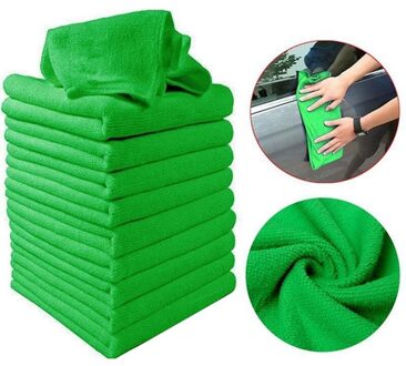10Pcs Praktische Soft Auto Wassen Handdoek Reiniging Stofdoek Auto Detaillering Groene Microfiber Groen