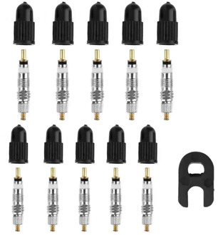 10pcs Presta Valve Cores+ 10pcs Valve Stem Caps w/ Wrench Bicycle Tool Kit