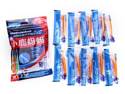 10Pcs Push-Pull Rager Orthodontische Dental Cleaning Borstels Volwassenen Massage Tandvlees Tandenstoker