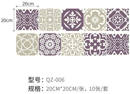 10Pcs Pvc Badkamer Anti-Slip Vloertegels Tegel Vloer Waterdicht Stickers Muurstickers Decoratie Keuken Olie Proof wallpape QZ-006