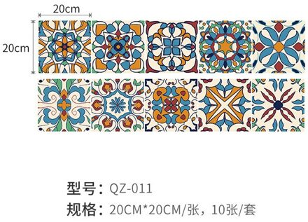 10Pcs Pvc Badkamer Anti-Slip Vloertegels Tegel Vloer Waterdicht Stickers Muurstickers Decoratie Keuken Olie Proof wallpape QZ-011