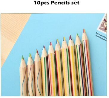 10Pcs Rainbow Kleur Potlood 4 In 1 Kleurpotloden Voor Tekening Briefpapier Tekening Kantoor School Student Award Levert F292