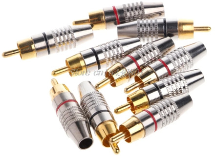 10Pcs RCA Plug Audio Video Locking Cable Connector Gold Plated S08 Wholesale&DropShip