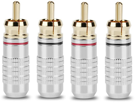 10PCS RCA Plug Connector 6mm Hole Male Jack Adapter Gold Plated Copper Soldering RCA Socket Amplifier Speaker Terminals