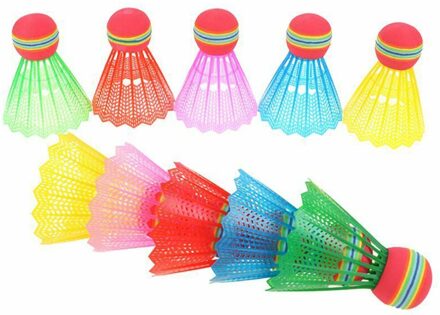 10Pcs Regenboog Bal Hoofd Badminton Nylon Voor Game Sport Entertainment Eva Badminton Met Transparante Vat