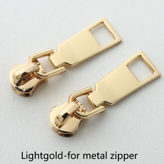 10Pcs Rits Slider Voor 5 # Naaien Metalen/Nylon/Hars Ritsen Diy Zip Hoofd Bag Pocket Portemonnee reparatie Kits Vervanging Tailor Gereedschap No5-formetal-ligold