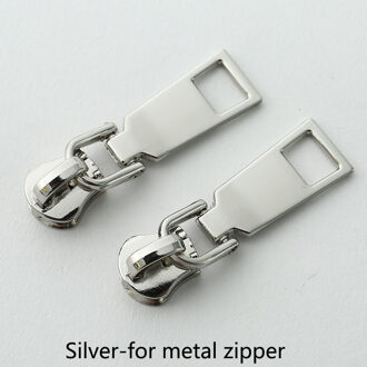 10Pcs Rits Slider Voor 5 # Naaien Metalen/Nylon/Hars Ritsen Diy Zip Hoofd Bag Pocket Portemonnee reparatie Kits Vervanging Tailor Gereedschap No5-formetal-zilver