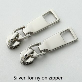 10Pcs Rits Slider Voor 5 # Naaien Metalen/Nylon/Hars Ritsen Diy Zip Hoofd Bag Pocket Portemonnee reparatie Kits Vervanging Tailor Gereedschap No5-fornylon-zilver