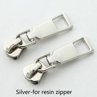 10Pcs Rits Slider Voor 5 # Naaien Metalen/Nylon/Hars Ritsen Diy Zip Hoofd Bag Pocket Portemonnee reparatie Kits Vervanging Tailor Gereedschap No5-forresin-zilver