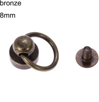 10Pcs Ronde Hoofd Ring Spikes Punk Messing Kledingstuk Klinknagel Met Schroeven Voor Tas/Hoed/Schoen/lederen Choker Telefoon Case Diy Ambachten 8mm-bronzen