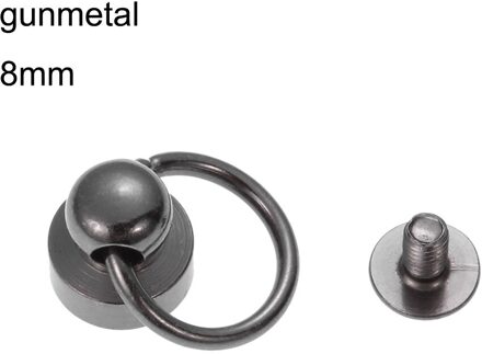 10Pcs Ronde Hoofd Ring Spikes Punk Messing Kledingstuk Klinknagel Met Schroeven Voor Tas/Hoed/Schoen/lederen Choker Telefoon Case Diy Ambachten 8mm-gunmetal