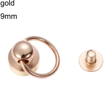 10Pcs Ronde Hoofd Ring Spikes Punk Messing Kledingstuk Klinknagel Met Schroeven Voor Tas/Hoed/Schoen/lederen Choker Telefoon Case Diy Ambachten 9mm-goud