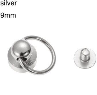 10Pcs Ronde Hoofd Ring Spikes Punk Messing Kledingstuk Klinknagel Met Schroeven Voor Tas/Hoed/Schoen/lederen Choker Telefoon Case Diy Ambachten 9mm-zilver
