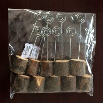 10Pcs Rustieke Houten Foto Clip Memo Naam Kaart Base Holder Memo Fotolijst Tafel Nummer Stand Clip Wedding Party levert