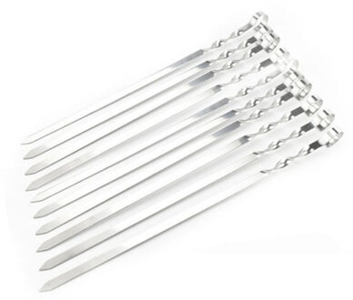 10Pcs Rvs Barbecue Naald keuken Gereedschap BBQ Barbecue Rvs Grillen Kabob Kebab Platte Spies BBQ Naald