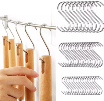 10Pcs Rvs S-Vorm Haak Keuken Slaapkamer Multifunctionele Reling S Hanger Haak Sluiting Holder Haken opknoping Opslag Gereedschap