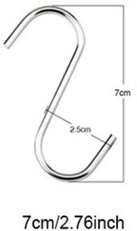 10Pcs S-Vorm Haak Keuken Reling Multifunctionele Reling S Hanger Haak Sluiting Houder Rvs Haken opknoping Opslag Gereedschap 10stk 7cm