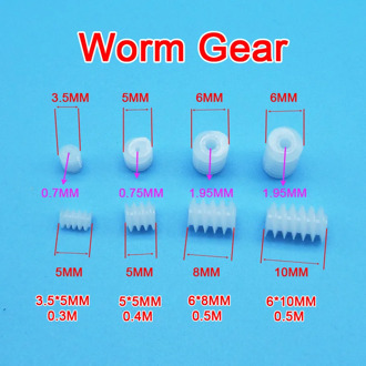 10PCS Sample Worm Gear 3.5*5mm 0.3M / 5x5mm 0.8A 0.4M / 6x8mm 6x10mm 0.5M 2A DIY Toy Models Transmission Helical Gears