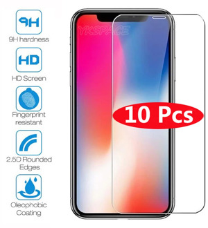 10Pcs Screen Protector for iPhone 12 mini 11 Pro X Xs XR Max 6 6S 7 8 Plus 5 5S SE 9H Tempered Glass Transparent Protective Film