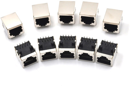 10Pcs/set 8Pin PCB Mount RJ45 8P8C Single Network Port Network Ethernet 8P 8C Female Socket Connectors