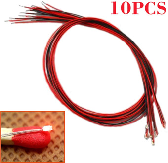 10pcs/set AC DC 2.8V~3.4V Compatible T0603WM Pre-soldered Micro Litz Wired Leads Red SMD Led 200mm Length