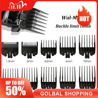 10Pcs/set Black Universal Limit Comb Electric Hair Clipper Caliper Positioning Comb 1.5/ 3/4.5/6/10/13/16/19/22/25mm OPP bag