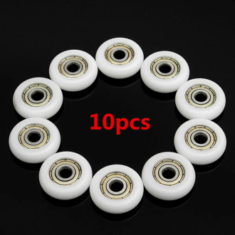 10Pcs/Set Carbon Steel Embedded U Groove D Nylon Flexible Window Door Ball Bearings Pulley Wheels Roller Slider Runner Rollers