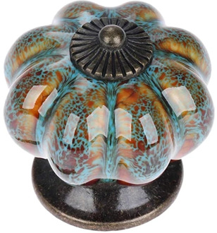 10Pcs/Set Ceramic Knobs with Colorful Knobs and Pumpkin Handles Drawer Ceramic Pulls for Cabinets, Kitchen and Bathroom Cabinets