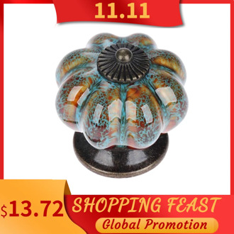 10Pcs/Set Ceramic Knobs with Colorful Knobs and Pumpkin Handles Drawer Ceramic Pulls for Cabinets, Kitchen and Bathroom Cabinets