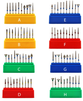 10pcs/set Dental Diamond Bur Drill Bits High Speed Polishing Bur Set Stainless Steel Oral Teeth Whitening Tools