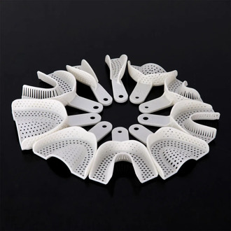 10Pcs/set Dental Impression Plastic Trays Without Mesh Tray Dental Care Teeth Holder Dental Materials Supply For Oral Tools